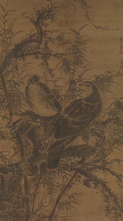 Two Hawks in a Thicket by Lin Liang